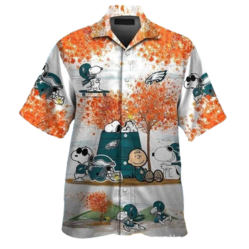 Philadelphia Eagles Cute Snoopy Autumn Hawaiian Shirt - Moonbestprint