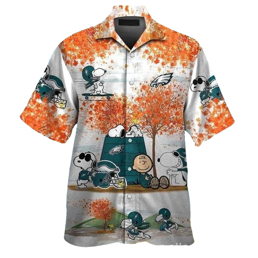 Philadelphia Eagles Cute Snoopy Autumn Hawaiian Shirt - Moonbestprint