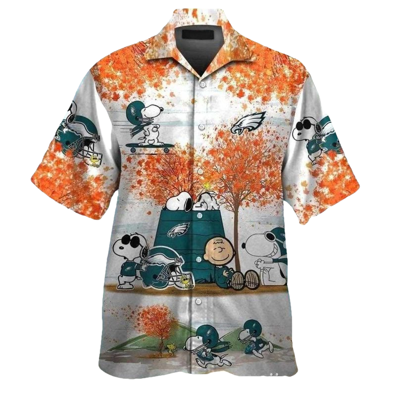 Philadelphia Eagles Cute Snoopy Autumn Hawaiian Shirt - Moonbestprint