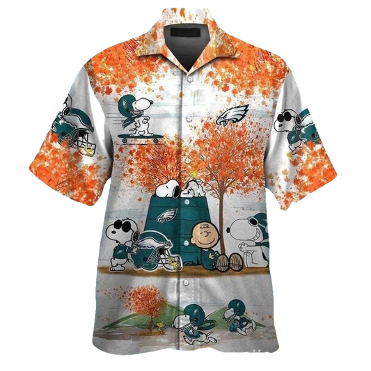 Philadelphia Eagles Cute Snoopy Autumn Hawaiian Shirt - Moonbestprint