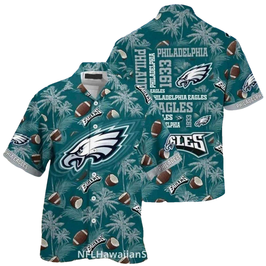 Philadelphia Eagles Coconut And Palms Trees Hawaiian Shirt - Moonbestprint