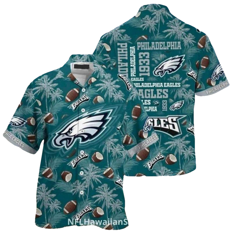 Philadelphia Eagles Coconut And Palms Trees Hawaiian Shirt - Moonbestprint