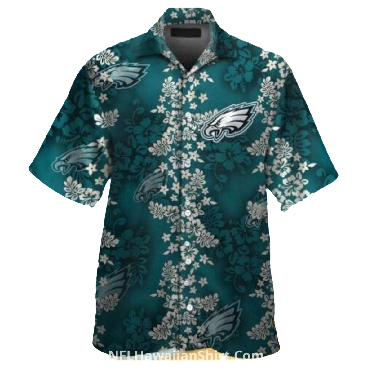 Philadelphia Eagles Classic Logo And Flowers Hawaiian Shirt - Moonbestprint