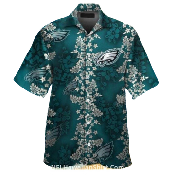 Philadelphia Eagles Classic Logo And Flowers Hawaiian Shirt - Moonbestprint