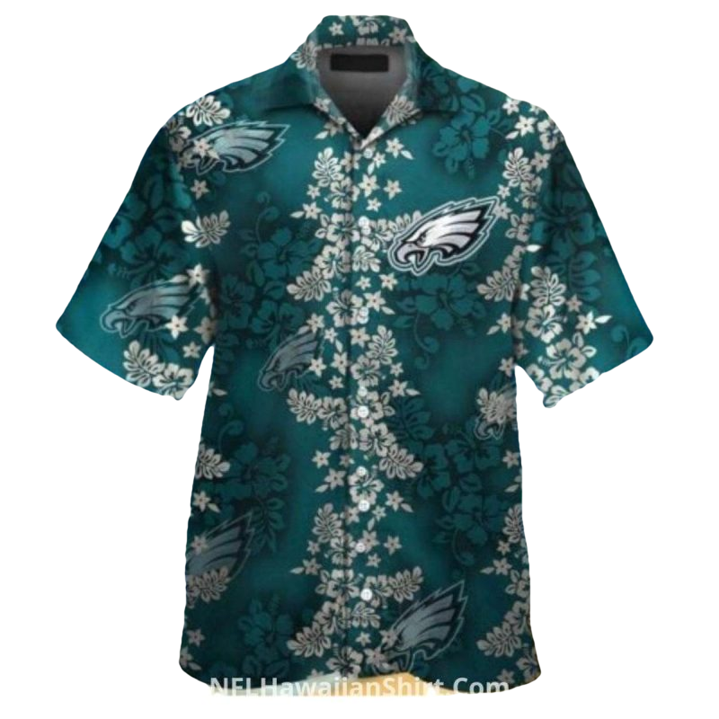 Philadelphia Eagles Classic Logo And Flowers Hawaiian Shirt - Moonbestprint