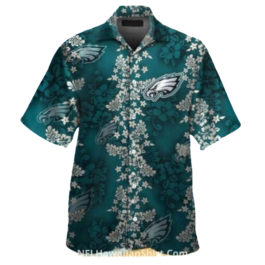 Philadelphia Eagles Classic Logo And Flowers Hawaiian Shirt - Moonbestprint