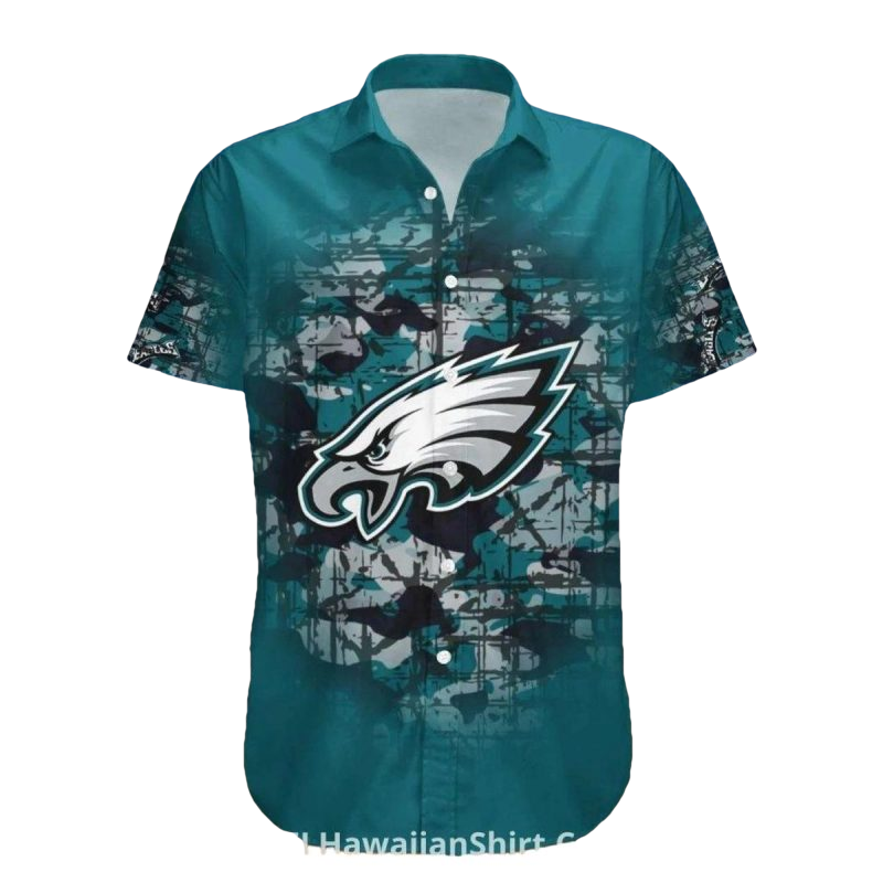 Philadelphia Eagles Camouflage And Logo Beach Style Hawaiian Shirt - Moonbestprint