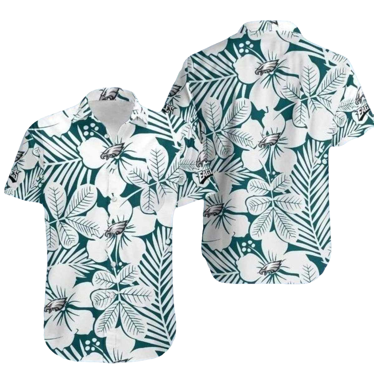 Philadelphia Eagles Botanical Elegance White Floral Hawaiian Shirt - Moonbestprint