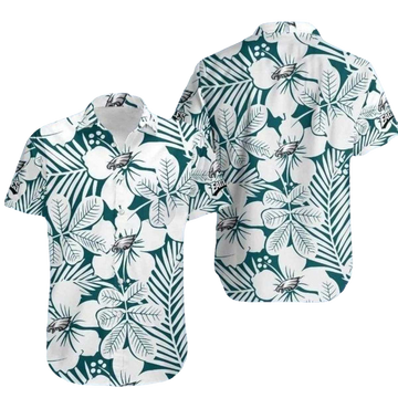 Philadelphia Eagles Botanical Elegance White Floral Hawaiian Shirt - Moonbestprint