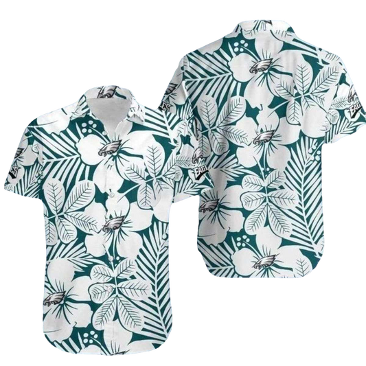 Philadelphia Eagles Botanical Elegance White Floral Hawaiian Shirt - Moonbestprint
