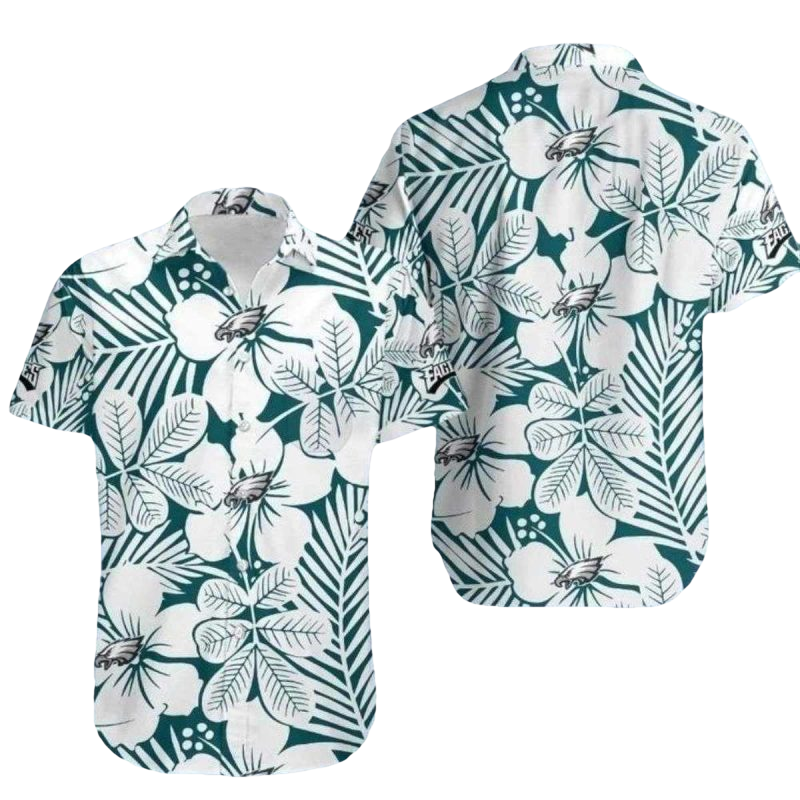 Philadelphia Eagles Botanical Elegance White Floral Hawaiian Shirt - Moonbestprint