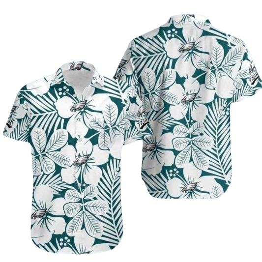 Philadelphia Eagles Botanical Elegance White Floral Hawaiian Shirt - Moonbestprint