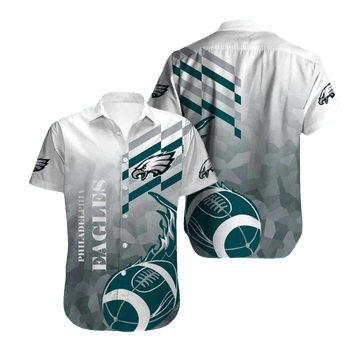 Philadelphia Eagles Ball Flame White And Teal Hawaiian Shirt - Moonbestprint