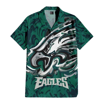 Philadelphia Eagles Abstract Brushstroke Graphic Hawaiian Shirt - Moonbestprint