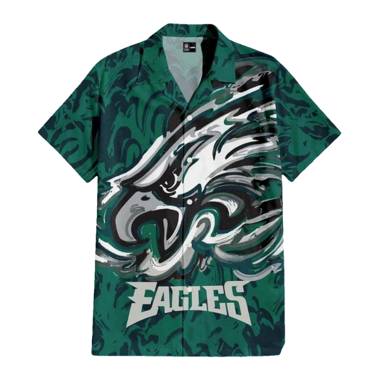 Philadelphia Eagles Abstract Brushstroke Graphic Hawaiian Shirt - Moonbestprint