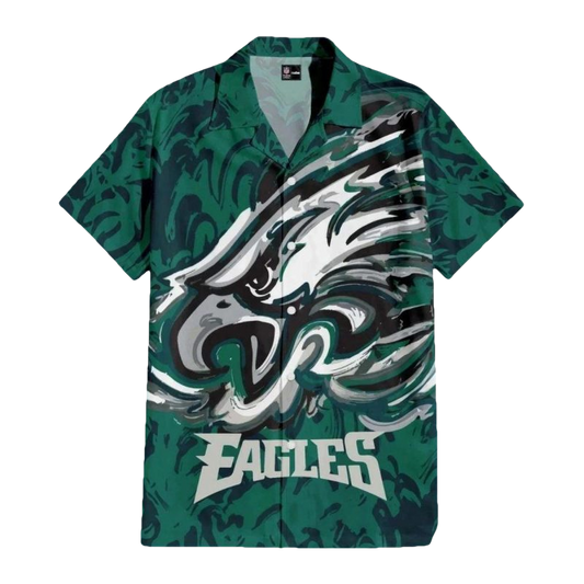 Philadelphia Eagles Abstract Brushstroke Graphic Hawaiian Shirt - Moonbestprint