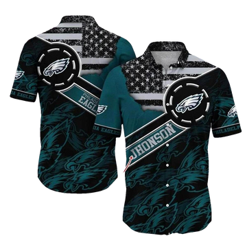 Personalized Starry Patriot Philadelphia Eagles Hawaiian Shirt - Moonbestprint