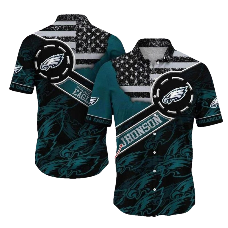 Personalized Starry Patriot Philadelphia Eagles Hawaiian Shirt - Moonbestprint