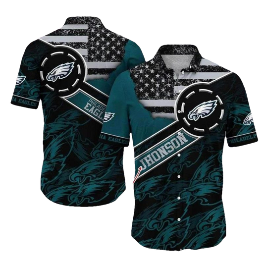 Personalized Starry Patriot Philadelphia Eagles Hawaiian Shirt - Moonbestprint