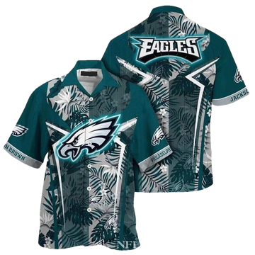 Personalized Philadelphia Eagles Tropical Leaf Hawaiian Shirt - Moonbestprint