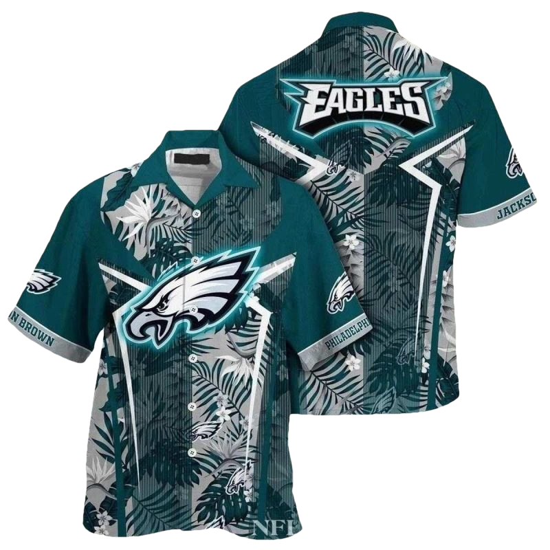 Personalized Philadelphia Eagles Tropical Leaf Hawaiian Shirt - Moonbestprint