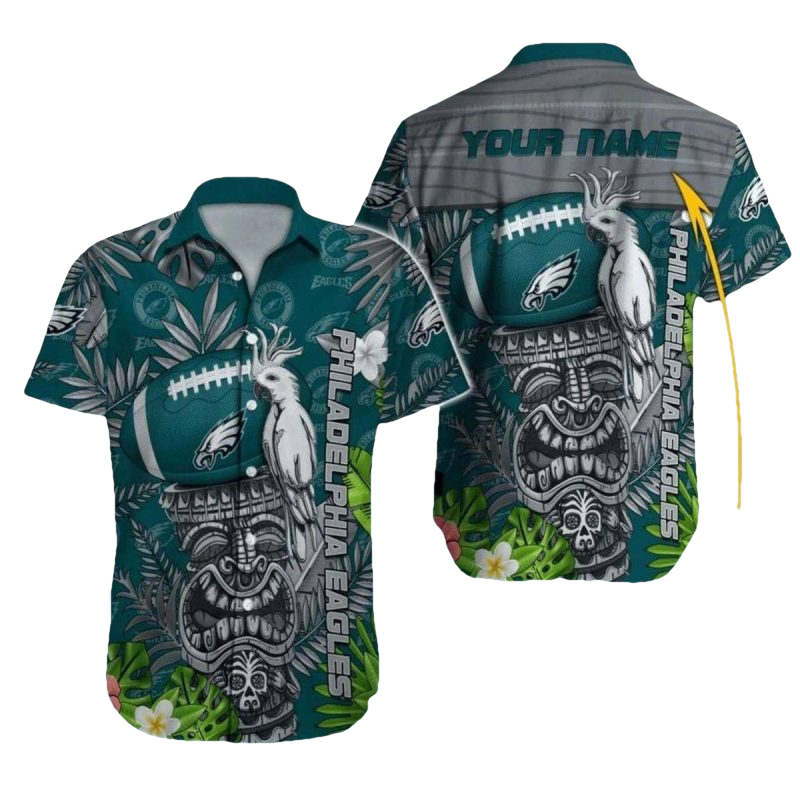 Personalized Philadelphia Eagles Tiki Jungle Hawaiian Shirt - Moonbestprint