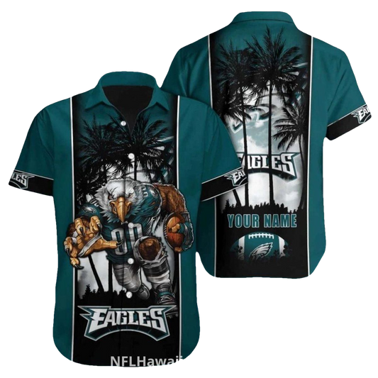 Personalized Philadelphia Eagles Palm Tree Night Theme Hawaiian Shirt - Moonbestprint