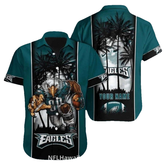 Personalized Philadelphia Eagles Palm Tree Night Theme Hawaiian Shirt - Moonbestprint