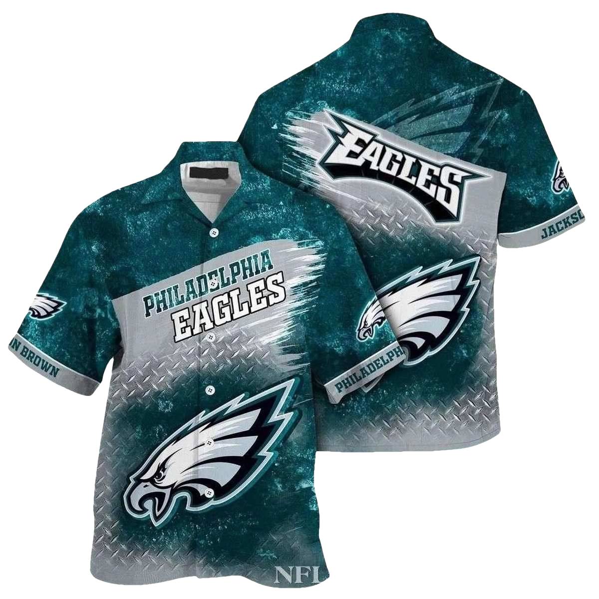 Personalized Philadelphia Eagles Oceanic Metal Pattern Hawaiian Shirt - Moonbestprint