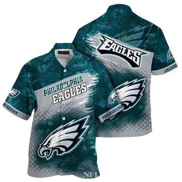 Personalized Philadelphia Eagles Oceanic Metal Pattern Hawaiian Shirt - Moonbestprint