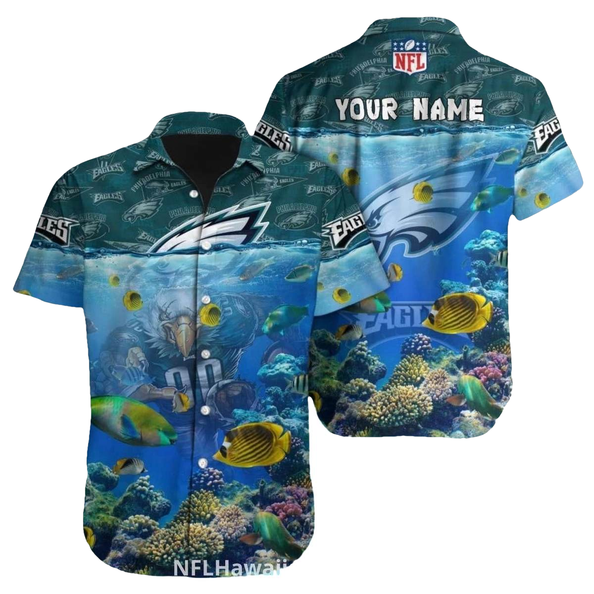 Personalized Philadelphia Eagles Ocean Underwater Hawaiian Shirt - Moonbestprint
