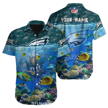 Personalized Philadelphia Eagles Ocean Underwater Hawaiian Shirt - Moonbestprint