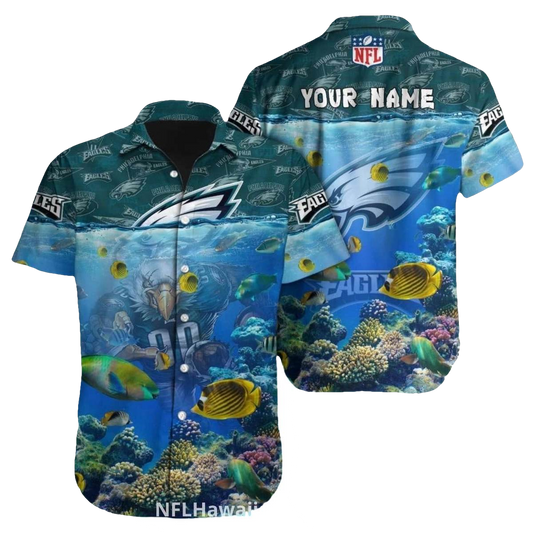 Personalized Philadelphia Eagles Ocean Underwater Hawaiian Shirt - Moonbestprint