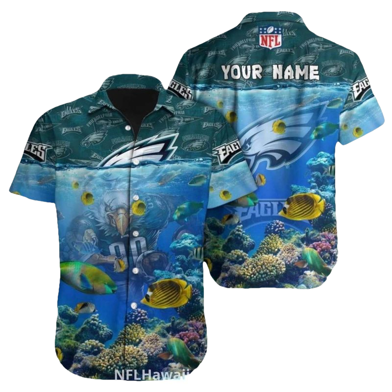 Personalized Philadelphia Eagles Ocean Underwater Hawaiian Shirt - Moonbestprint