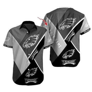 Personalized Philadelphia Eagles Monochrome Precision Hawaiian Shirt - Moonbestprint