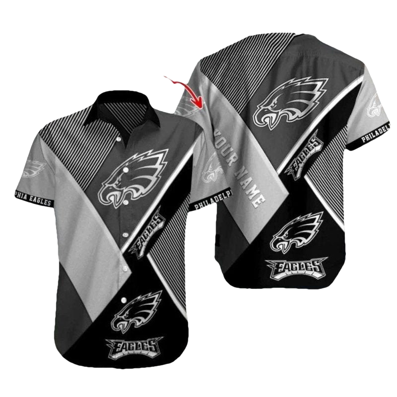 Personalized Philadelphia Eagles Monochrome Precision Hawaiian Shirt - Moonbestprint