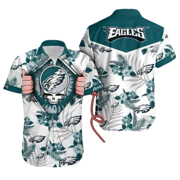 Personalized Philadelphia Eagles Grateful Dead Hawaiian Shirt - Moonbestprint