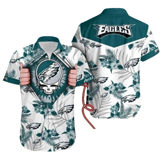 Personalized Philadelphia Eagles Grateful Dead Hawaiian Shirt - Moonbestprint