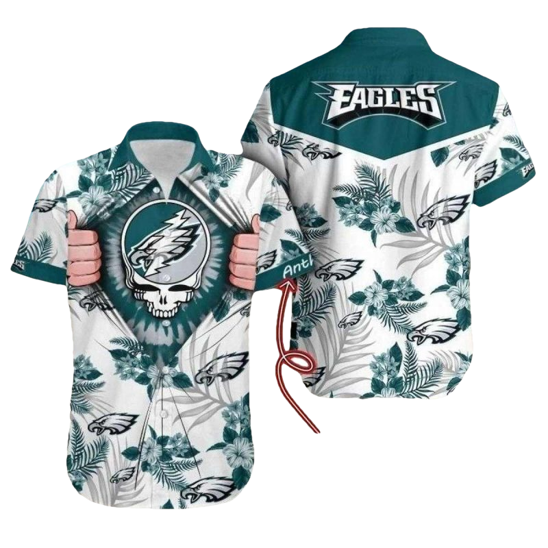Personalized Philadelphia Eagles Grateful Dead Hawaiian Shirt - Moonbestprint