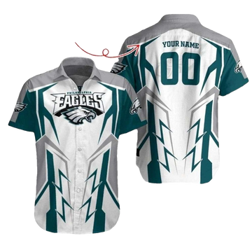Personalized Philadelphia Eagles Lightning Strike White Hawaiian Shirt - Moonbestprint