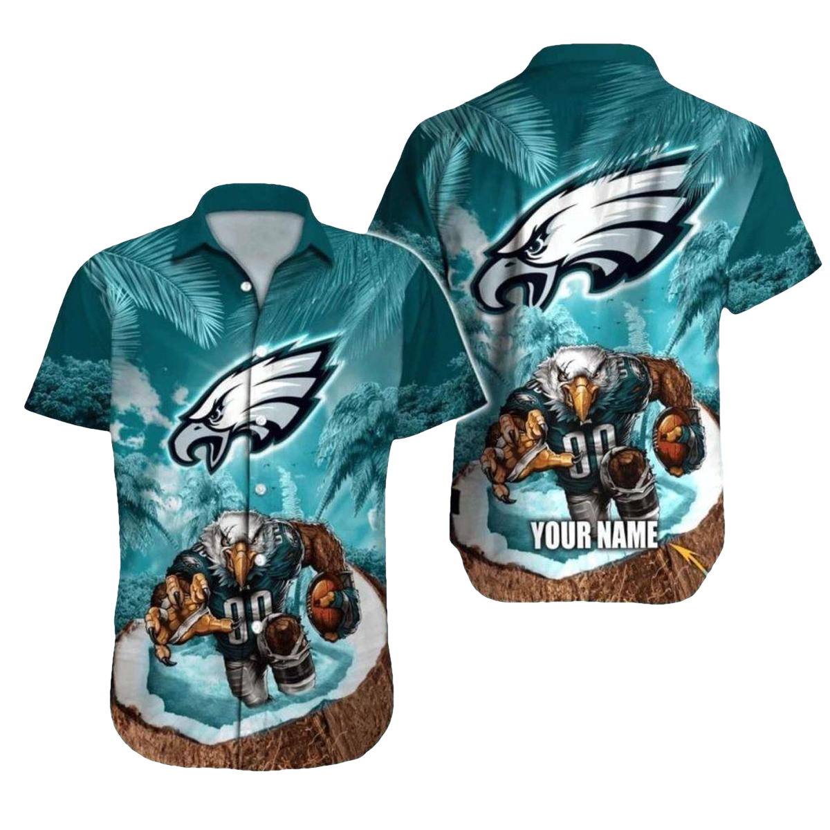 Personalized Philadelphia Eagles Fierce Eagle On Island Scene Hawaiian Shirt - Moonbestprint
