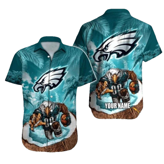 Personalized Philadelphia Eagles Fierce Eagle On Island Scene Hawaiian Shirt - Moonbestprint
