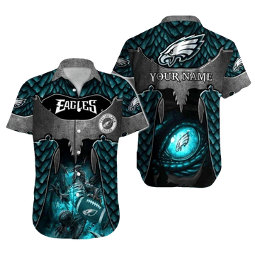 Personalized Philadelphia Eagles Dragon Scales And Eye Hawaiian Shirt - Moonbestprint
