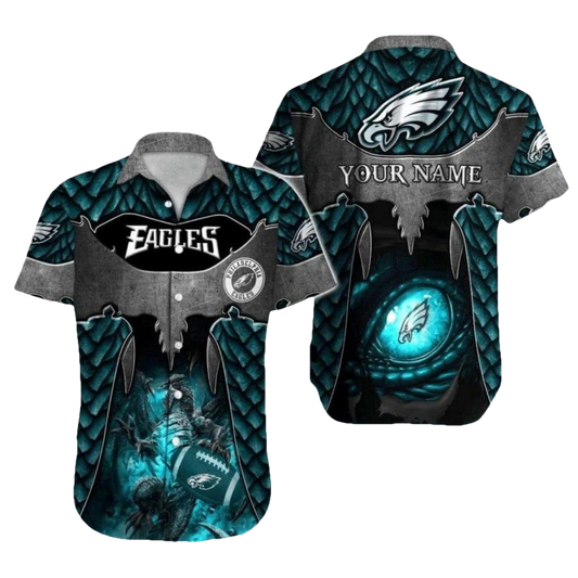 Personalized Philadelphia Eagles Dragon Scales And Eye Hawaiian Shirt - Moonbestprint