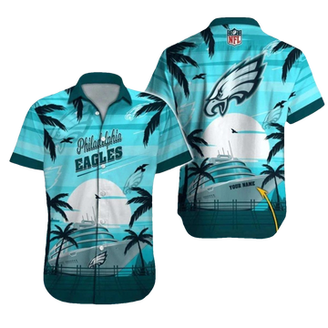 Personalized Philadelphia Eagles Cruise Ship Sunset Vibes Hawaiian Shirt - Moonbestprint