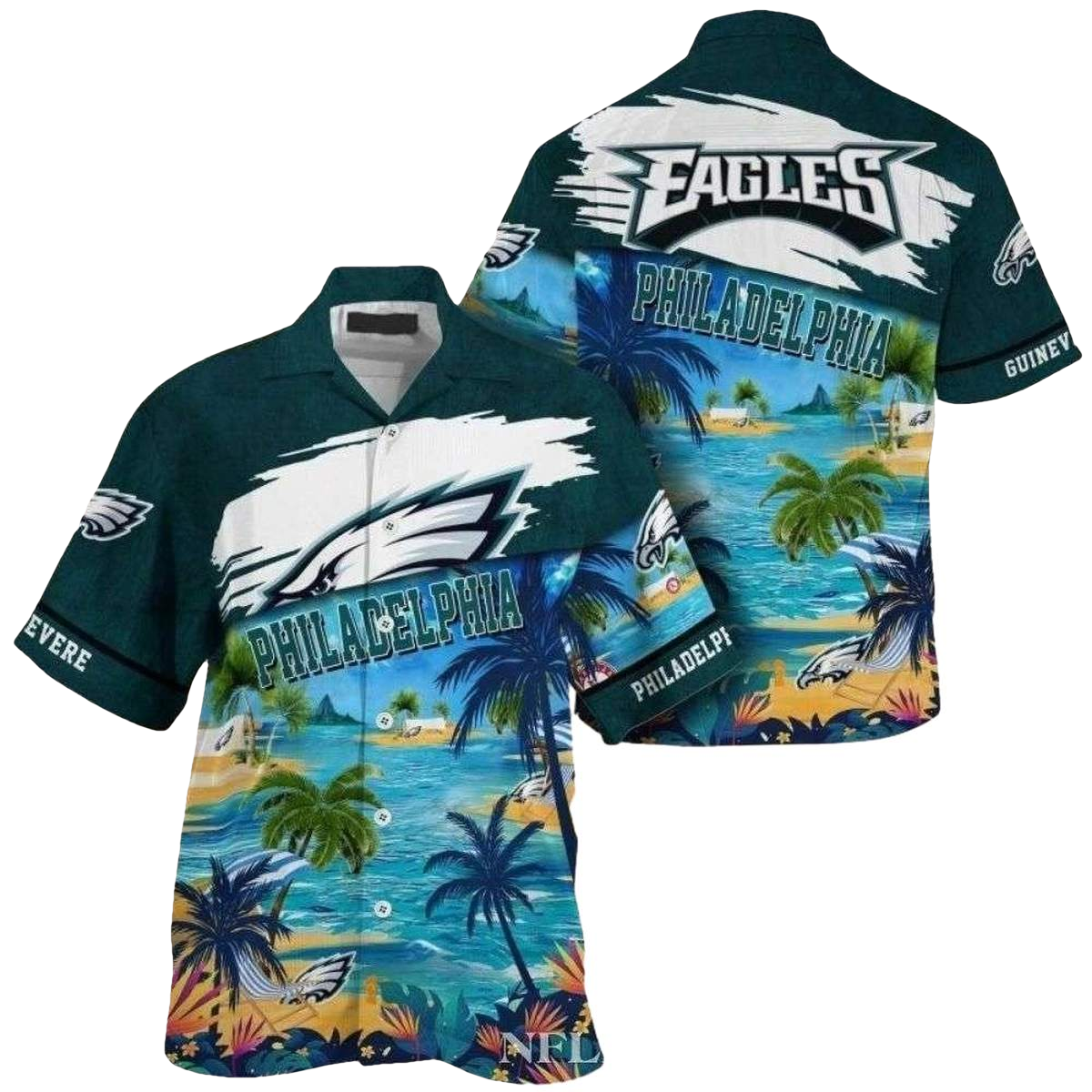 Personalized Philadelphia Eagles Beachside Spirit Coconut Island Hawaiian Shirt - Moonbestprint