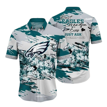 Personalized Eagles Super Grandpa Tropical Hawaiian Shirt - Moonbestprint
