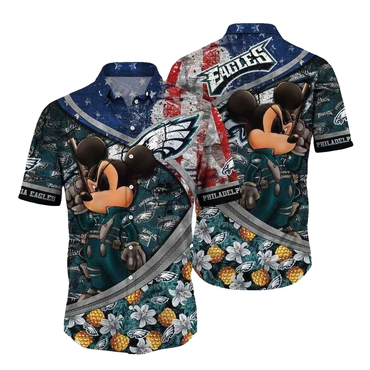 Personalized Eagles Pineapple Paradise Mickey Hawaiian Shirt - Moonbestprint
