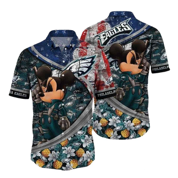 Personalized Eagles Pineapple Paradise Mickey Hawaiian Shirt - Moonbestprint