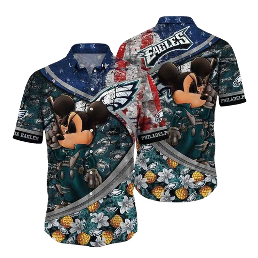 Personalized Eagles Pineapple Paradise Mickey Hawaiian Shirt - Moonbestprint